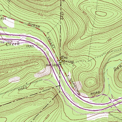 Topographic Map of Tea Spring, PA