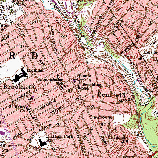 Topographic Map of Temple Church, PA