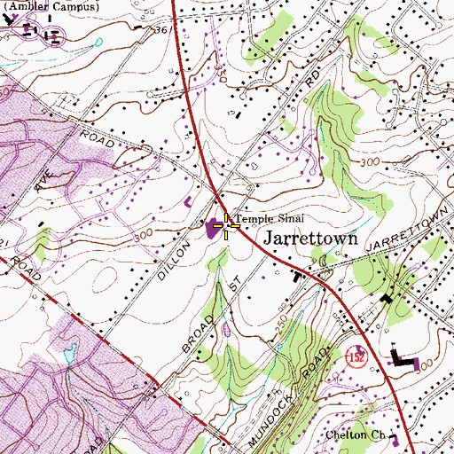 Topographic Map of Temple Sinai, PA