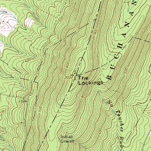 Topographic Map of The Lockings, PA