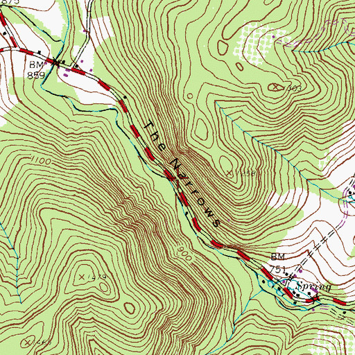 Topographic Map of The Narrows, PA