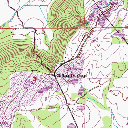 Topographic Map of Gilbreth Gap, AL