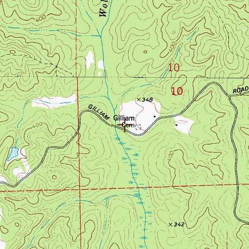 Topographic Map of Gilliam Cemetery, AL
