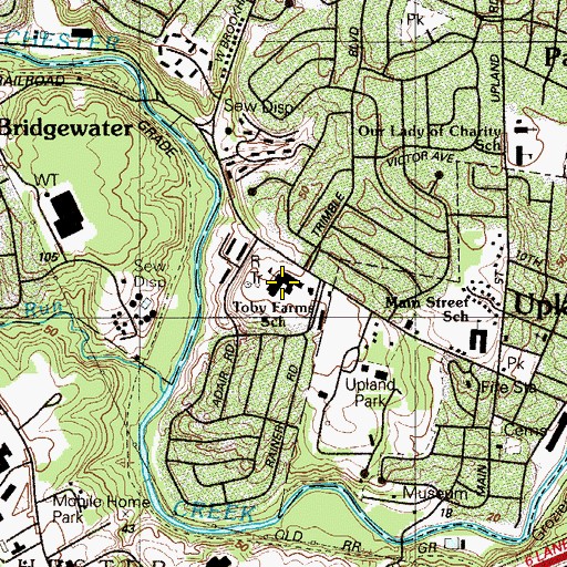 Topographic Map of Toby Farms School, PA