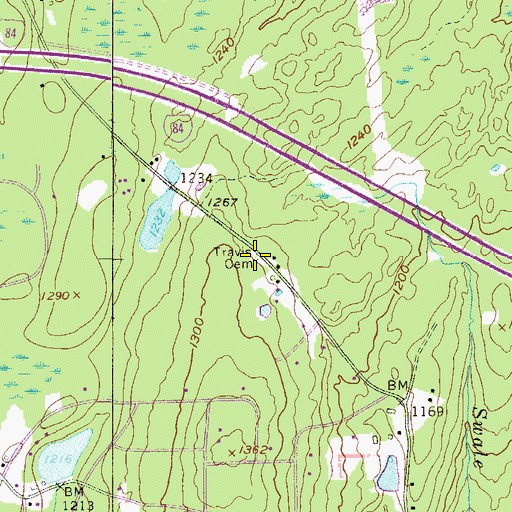 Topographic Map of Travis Cemetery, PA