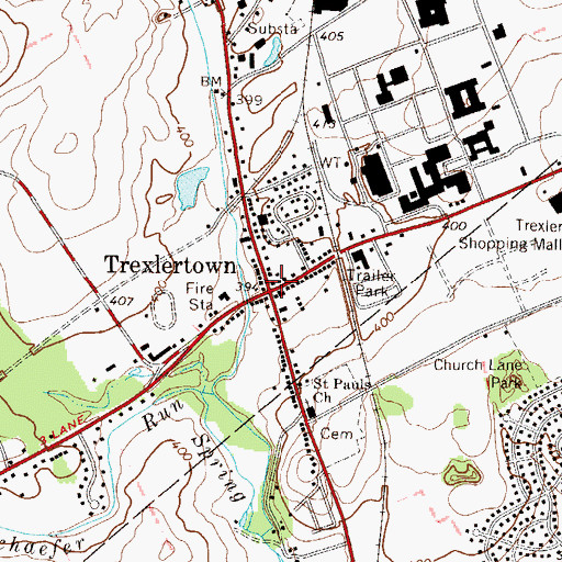 Topographic Map of Trexlertown, PA