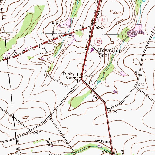 Topographic Map of Trinity Cemetery, PA