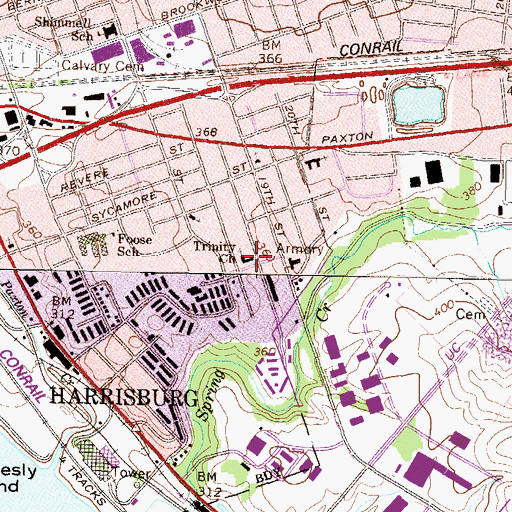 Topographic Map of Trinity Church, PA