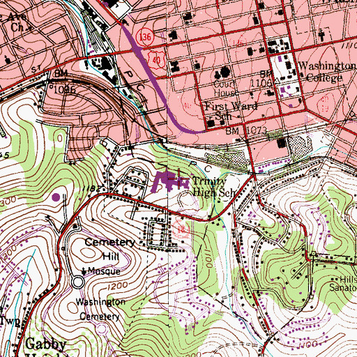 Topographic Map of Trinity High School, PA