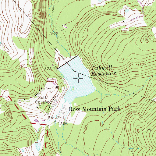 Topographic Map of Tubmill Reservoir, PA