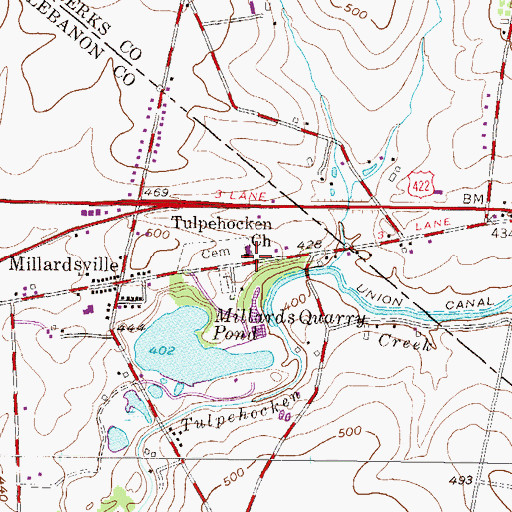 Topographic Map of Tulpehocken Church, PA