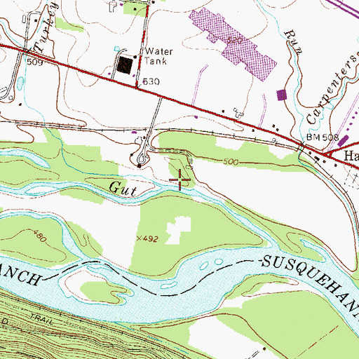 Topographic Map of Twin Run, PA