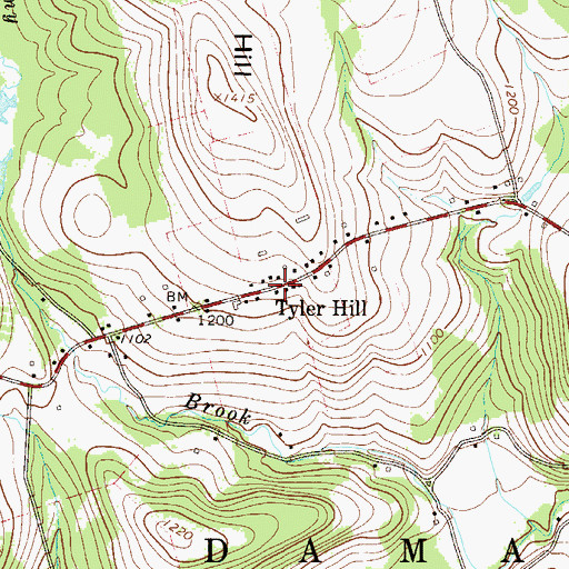Topographic Map of Tyler Hill, PA