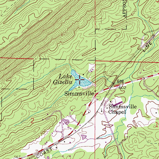 Topographic Map of Lake Gizella, AL