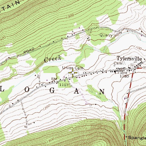 Topographic Map of Union Cemetery, PA