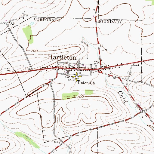 Topographic Map of Union Church, PA
