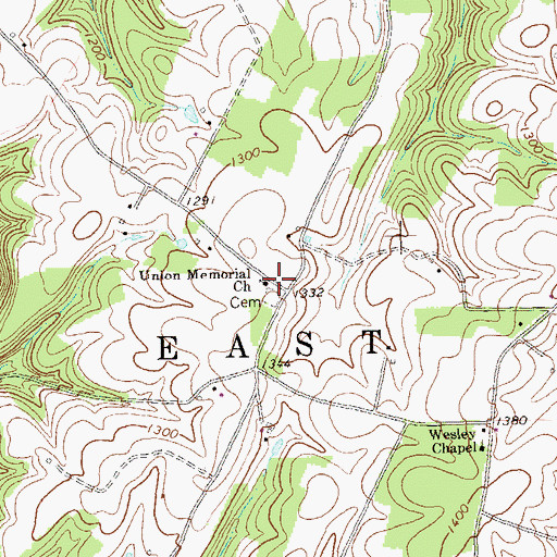 Topographic Map of Union Memorial Church, PA