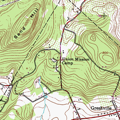 Topographic Map of Union Mission Camp, PA
