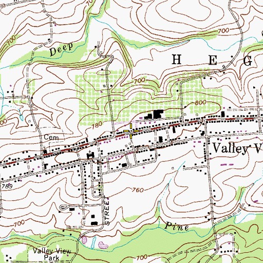 Topographic Map of Valley View, PA