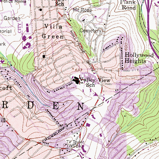 Topographic Map of Valley View Elementary School (historical), PA