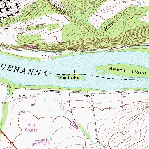 Topographic Map of Vastines Island, PA