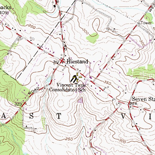 Topographic Map of Vincent Townships Consolidated School, PA