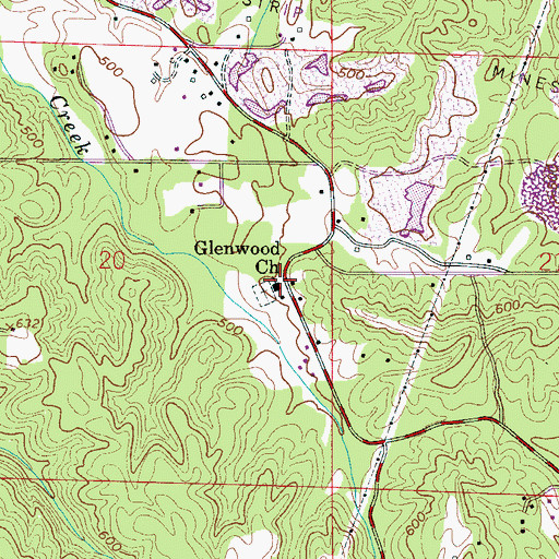 Topographic Map of Glenwood Church, AL