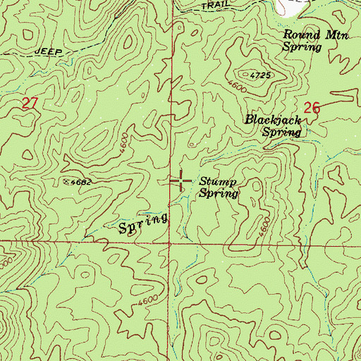 Topographic Map of Stump Spring, AZ