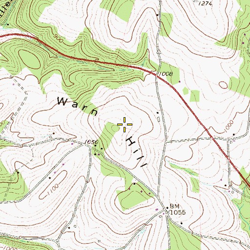 Topographic Map of Warn Hill, PA