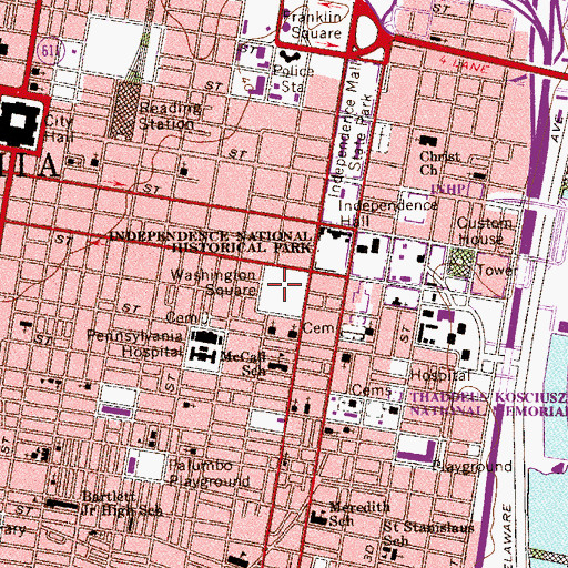 Topographic Map of Washington Square, PA