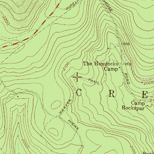Topographic Map of Weaver Trail, PA