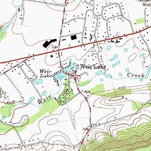 Topographic Map of Weir Lake, PA
