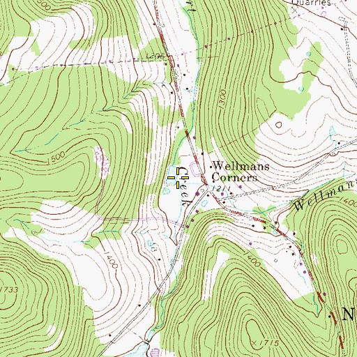 Topographic Map of Wellmans Creek, PA