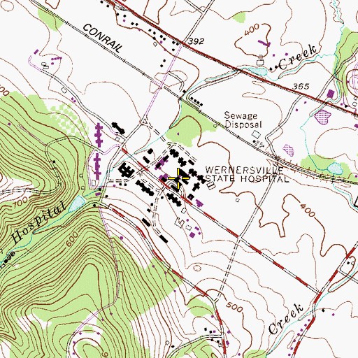 Topographic Map of Wernersville State Hospital, PA
