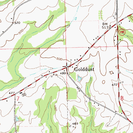 Topographic Map of Golddust, AL