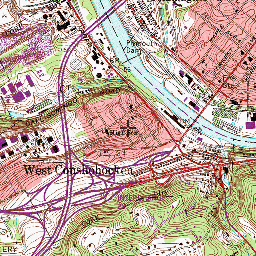 Topographic Map of West Conshohocken, PA