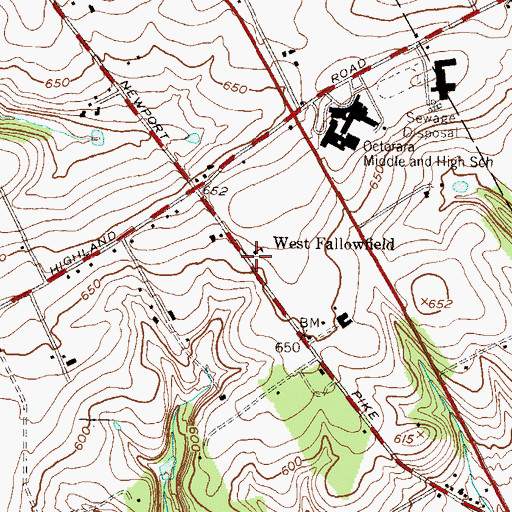 Topographic Map of West Fallowfield School, PA