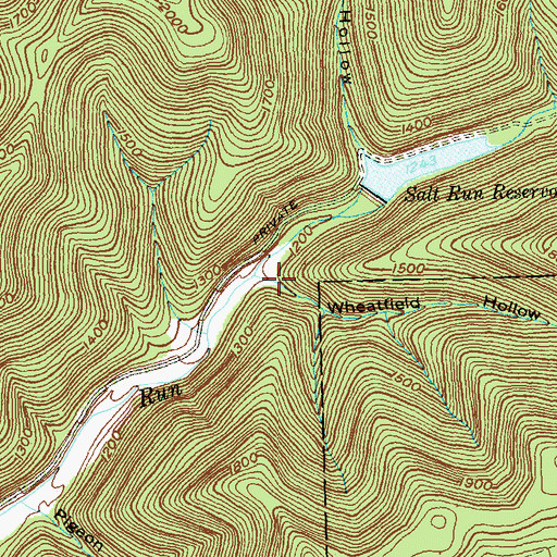 Topographic Map of Wheatfield Hollow, PA