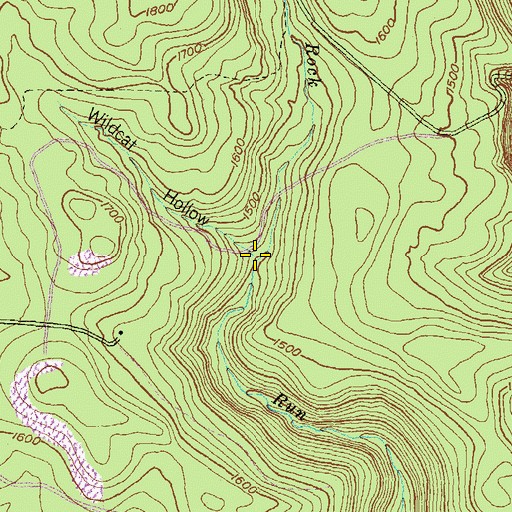 Topographic Map of Wildcat Hollow, PA