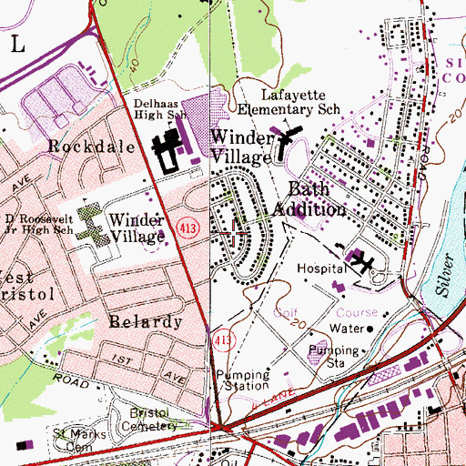 Topographic Map of Winder Village, PA
