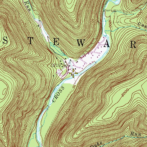 Topographic Map of Windfall Run, PA