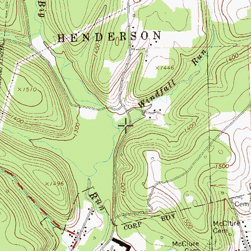 Topographic Map of Windfall Run, PA