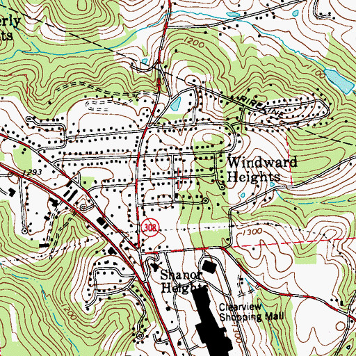 Topographic Map of Windward Heights, PA