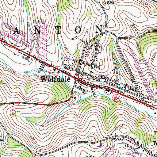 Topographic Map of Wolfdale, PA