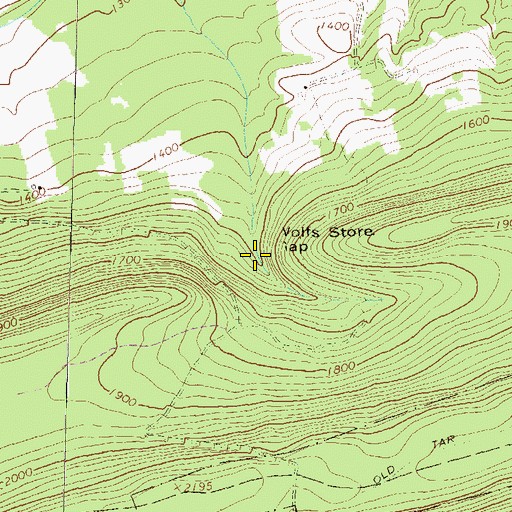 Topographic Map of Wolfs Store Gap, PA
