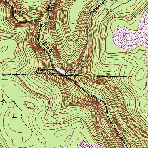 Topographic Map of Woodley Draft, PA