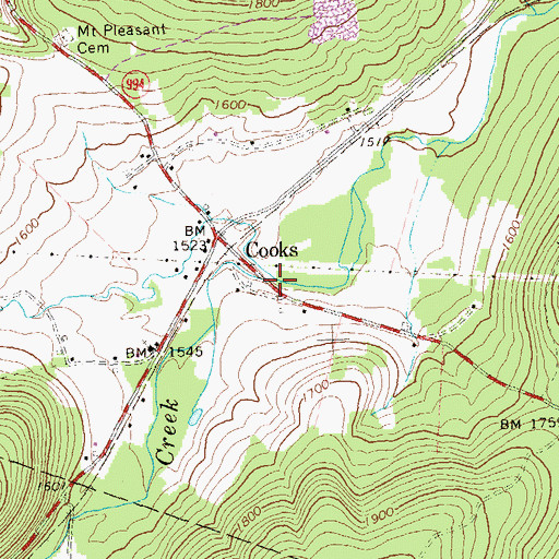 Topographic Map of Yellow Branch, PA