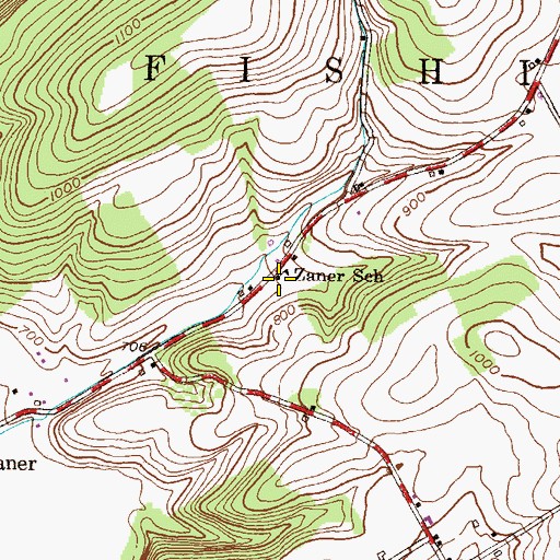 Topographic Map of Zaner School, PA