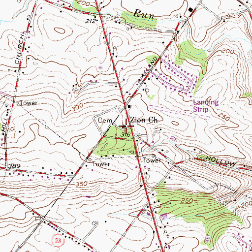 Topographic Map of Zion Church, PA