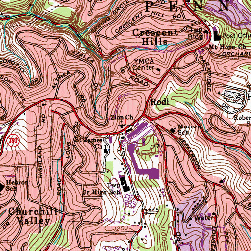 Topographic Map of Zion Church, PA